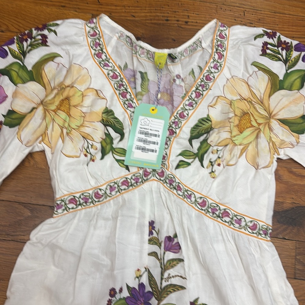 Floral Embroidered Dress with Bell Sleeves FARM RIO - Picture 2 of 6